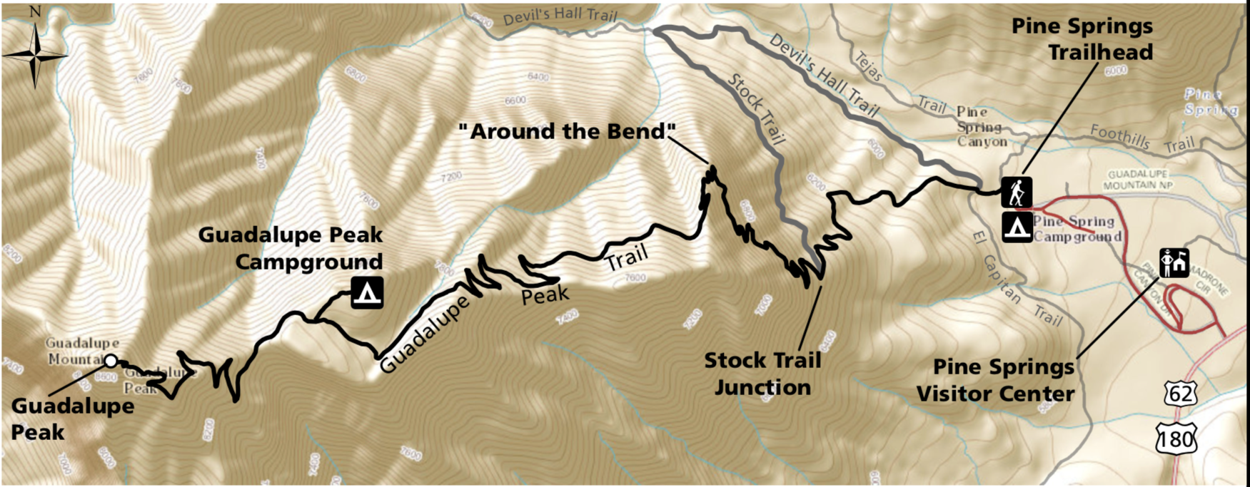 TOPO Map for Guadalupe Peak – Ken's Photography and Travel Blog